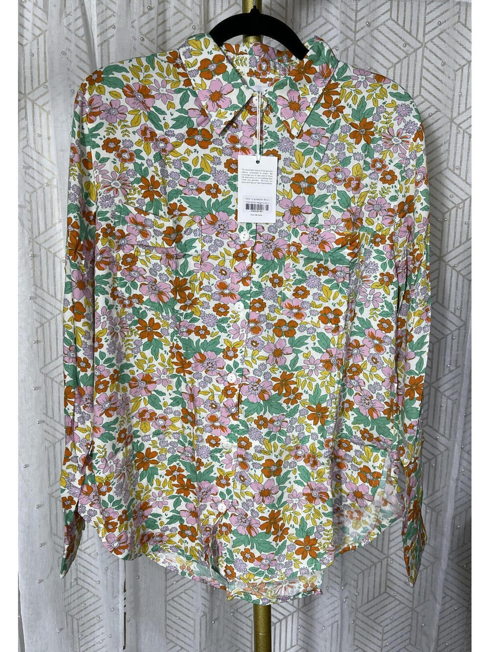 NWT Piyama Bloom Pajama LS Pant Set  Button Front Floral Sleep Set Sz Small
